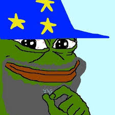 pepe in a starry blue wizard hat